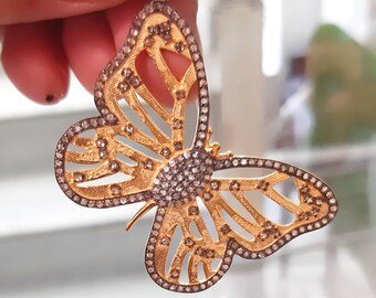 Butterfly Pendentif 925 Sterling Silver Pave Diamond 14k Or Plaqué Bijoux faits à la main pour elle
