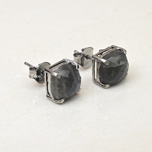 Natural Labradorite Earring 925 Sterling Silver with Over Black Oxidized Gemstone Earring handmade jewelry for women And girls Gift.