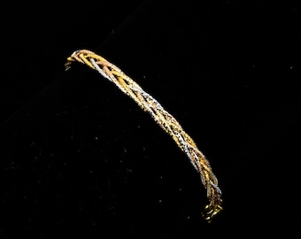 Tri-Color Braided 925 Silver Snake Chain Bracelet (6.5 Inch)