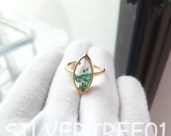 Emerald Shaker Ring: 925 Sterling Silver, 14k Gold Plated, US Size 7