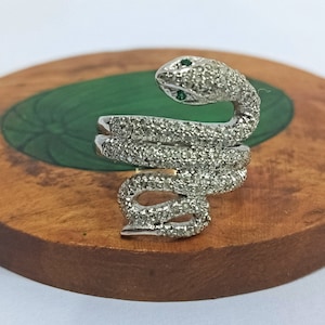 Emerald Silver SNAKE 925 Sterling ring  Animal Lovers, Minimalist Snake Ring, Gift For Her us 7