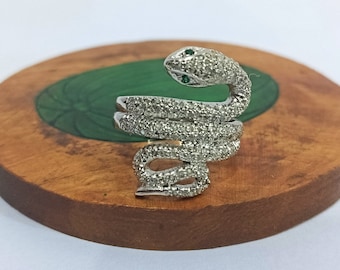 Emerald Silver Snake Ring: 925 Sterling, Animal Lovers (US 7)
