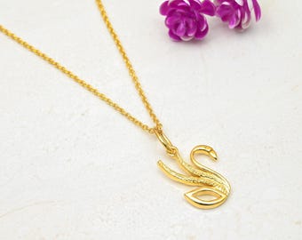 Swan Pendant 18k Gold Plated 925 Sterling Silver Pendant
