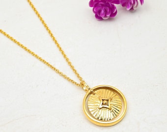 Sunburst Pendant 18k Gold Plated 925 Sterling Silver Pendant