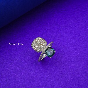 Pave Diamond Ring Studded With Natural London Blue Topaz  Ring 925 Sterling Silver Ring Promise Engagement Ring Purpose Ring Gift Her.