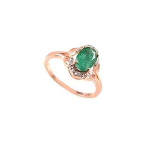 Pave Diamond Emerald Ring 14k Rose Gold Plated In 925 Sterling Silver  Handmade Jewelry Gift For Her