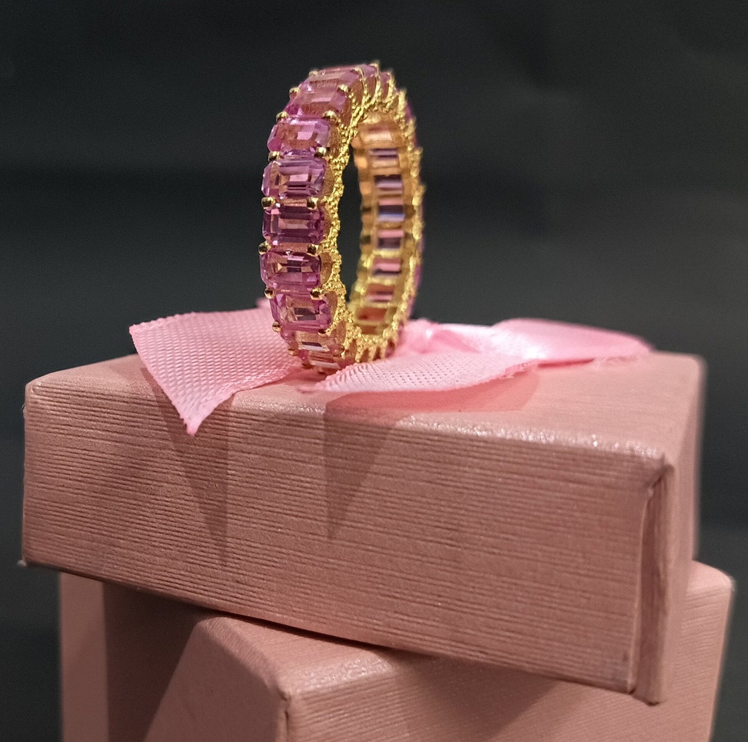 Handmade 14k Gold Plated Sterling Silver Cubic Zirconia Band Ring - Etsy