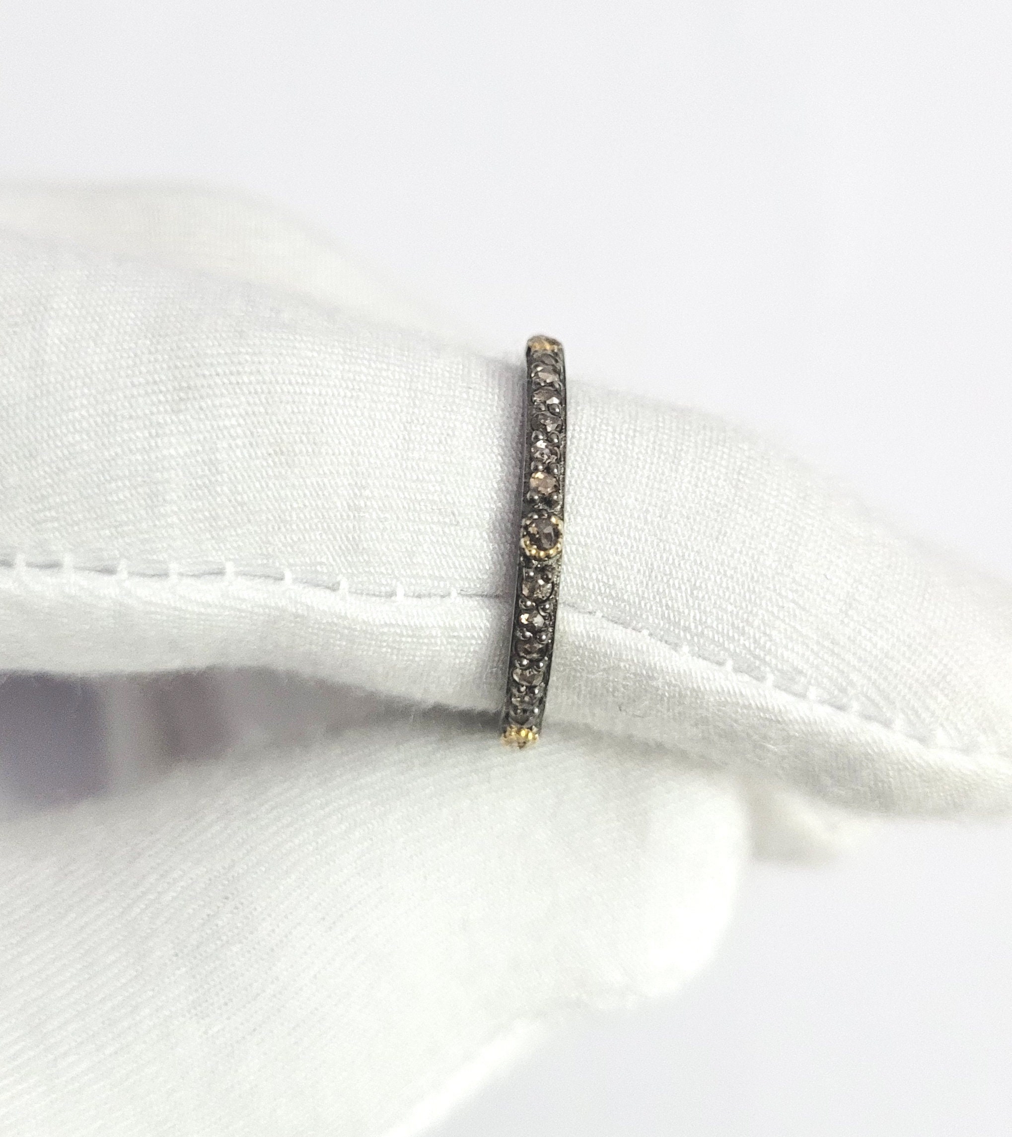 Pave Diamond Eternity Band: Black Oxidized 925 Sterling Silver Ring
