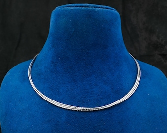 Triple Layer Sterling Silver Snake Chain Necklace, Diamond Cut Wire