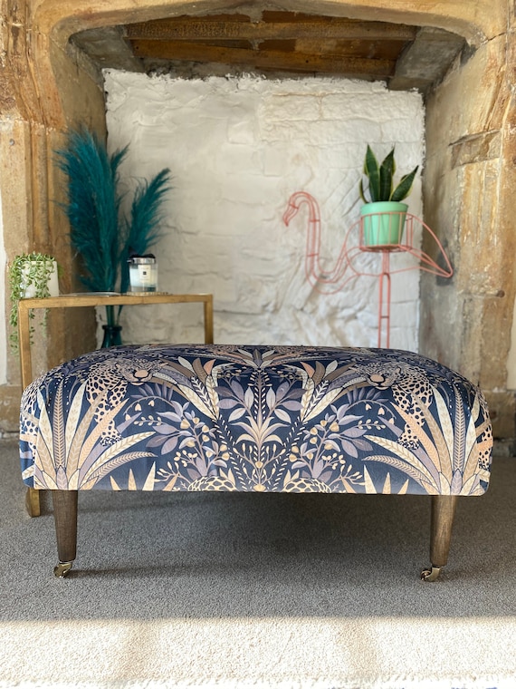 Upholstered Coffee Table/Footstool In William Morris Willow Bough Fabric