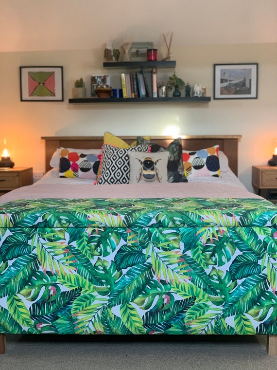 A line furniture modern country style hand woven banana leaf bed with storage ottoman bench deals