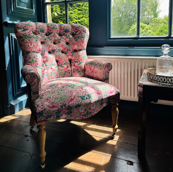 Statement Chair in Morris & Co Strawberry Thief Miami Strip - Etsy
