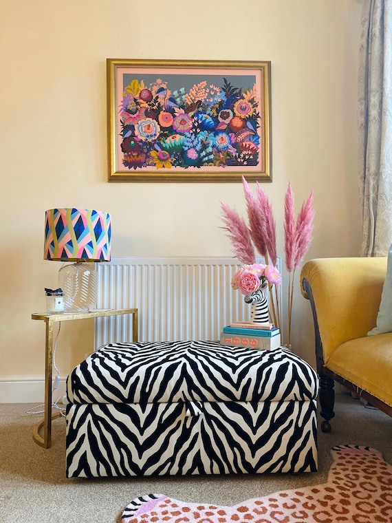 Coffee Table Footstool With Storage in Luxury Zebra Pattern Etsy UK