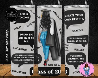Class of 2023 Tumbler Wrap, African American Tumbler Wrap, 20oz Skinny Tumbler Wrap, Black Senior Graduation Gift, HBCU College Graduate