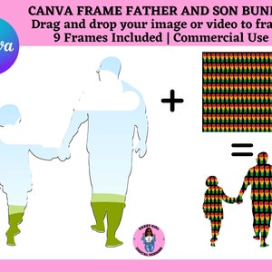 Canva Frames Bundle for DIY Designs, Easy Drag And Drop Photo Or Patterns for Canva, Father and Son Fillable Canva Shapes for Sublimation
