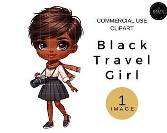 Black Photographer PNG, African American Art, Black Girl With Camera, Instant Digital Download, For Commercial Use, Fall Fashion Clip Art
