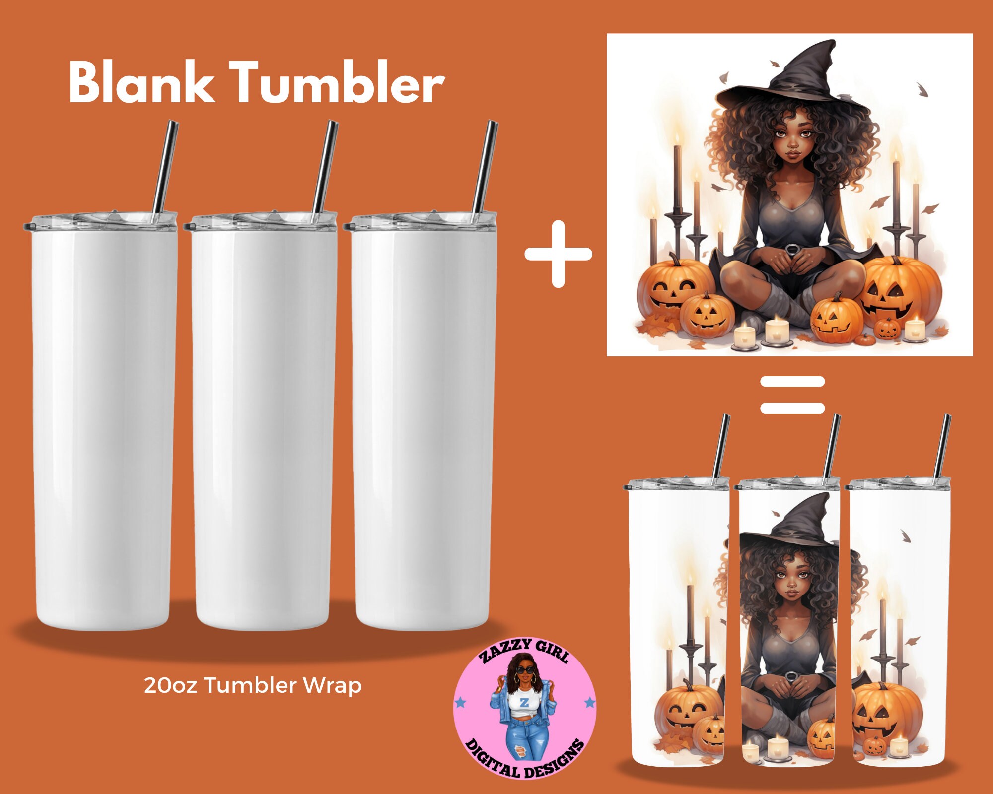 African American Halloween Witch Tumbler Wrap Halloween Queen Etsy