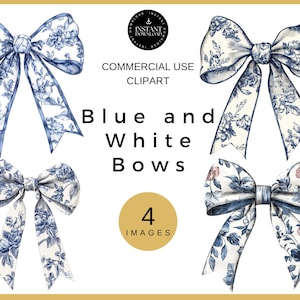 Lazos clásicos azules y blancos para diseños de sublimación, lazos PNG inspirados en toile vintage, diseños milenarios grandiosos y atemporales para proyectos de manualidades