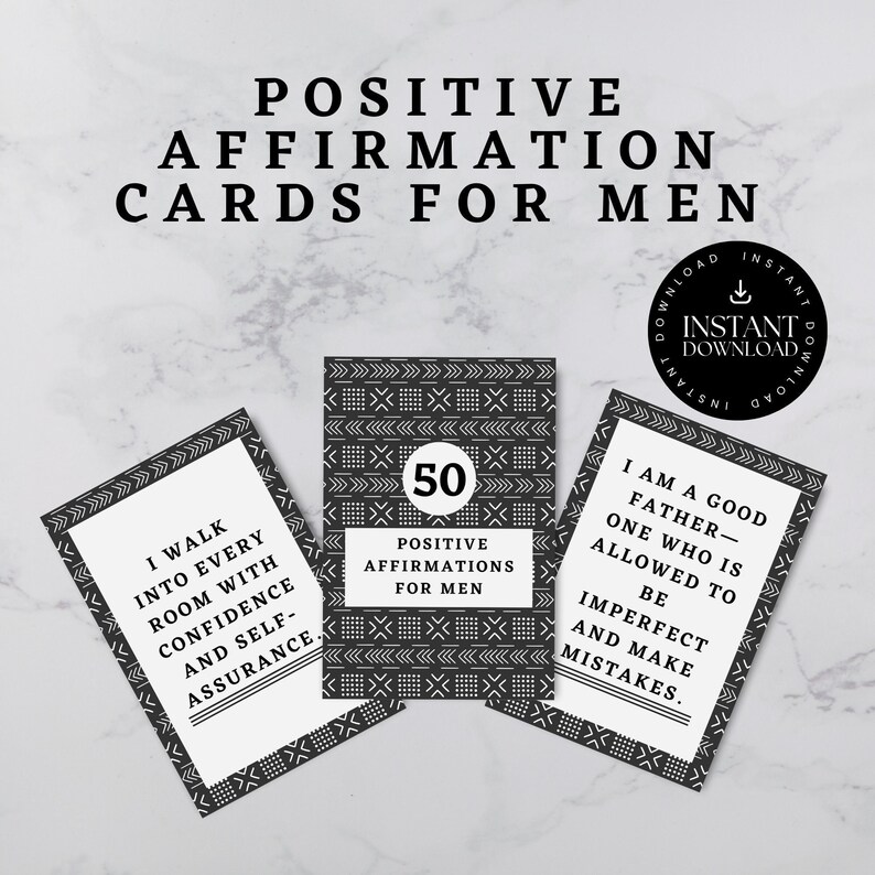 Printable Affirmation Cards for Men, Daily Affirmation Cards for Men ...