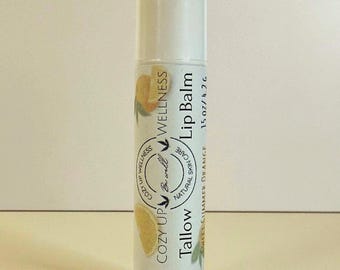 Tallow Lip Balm- Sweet Summer Orange, Luxurious, high End Lip Product