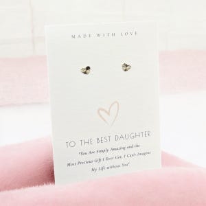 Beste Tochter Vergoldete Mini Herz Ohrstecker, Geschenk für Tochter Tochter Geburtstag