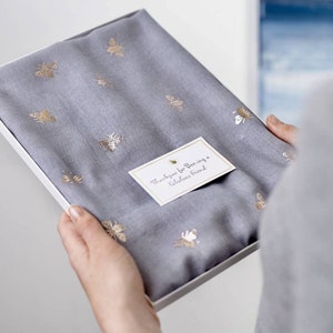 Metallic Gold Bee Scarf In Gift Box image 1