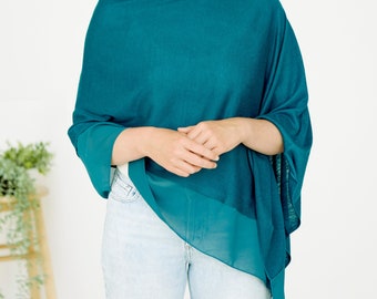 Poncho leggero in misto lana