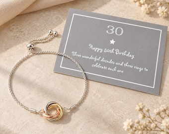 Bracelet à trois anneaux entrelacés 30e anniversaire