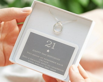 21st Birthday Sterling Silver Ring Necklace