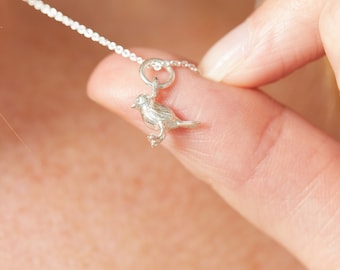 Sterling Silver Robin Pendant Necklace