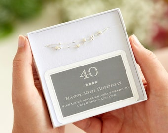 40th Birthday Solid Sterling Silver Four Star Bracelet