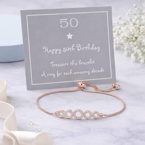 50th Birthday Five Ring Drawstring Bracelet: 50th gift for her