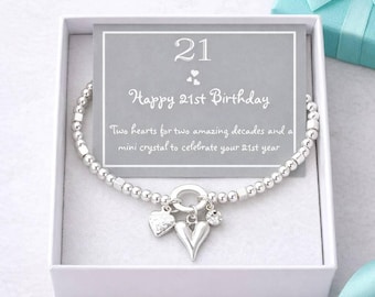 21st Birthday Heart Stretch Bracelet