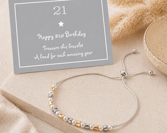 Pulsera de cuentas con cordón para el 21 cumpleaños: Joyería para celebrar hitos