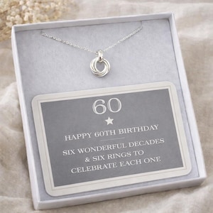 60th Birthday Sterling Silver Ring Necklace