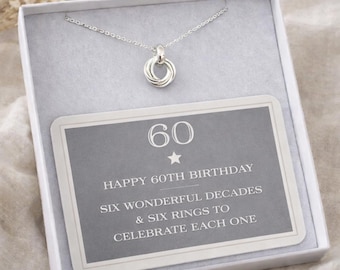 60th Birthday Sterling Silver Ring Necklace
