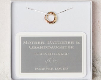 Trio Ring Mother, Daughter And Granddaughter Necklace