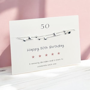 50th Birthday Sterling Silver Five Star Bracelet