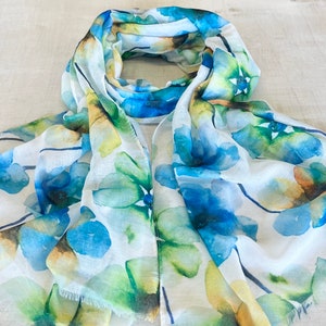 Mother's Day Watercolour Pansy Scarf in Gift Box image 3