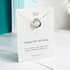 50th Birthday Sterling Silver Rings Necklace