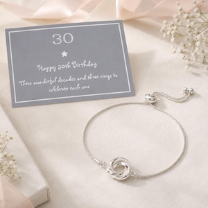 30th Birthday Interlocking Three Ring Bracelet