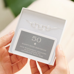 50th Birthday Sterling Silver Five Ring Bracelet