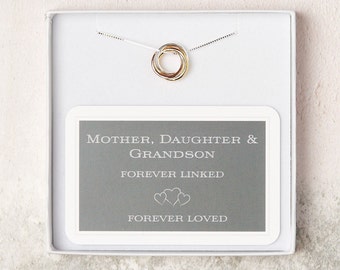Trio Ring Mother, Daughter And Grandson Necklace