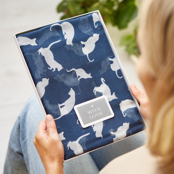 Cat Print Scarf in Gift Box