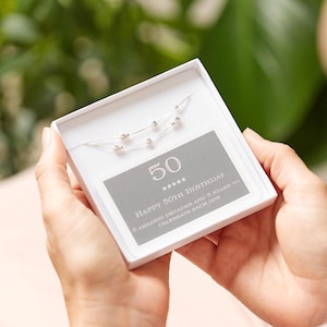 50th Birthday Solid Sterling Silver Five Star Bracelet