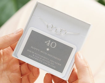 40th Birthday Sterling Silver Four Ring Bracelet