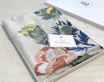 Cream Golden Flower Scarf in Gift Box