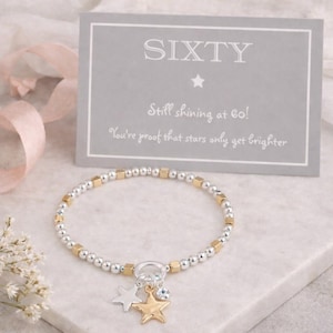 60th Birthday Star Charm Bracelet: Milestone Birthday Gift