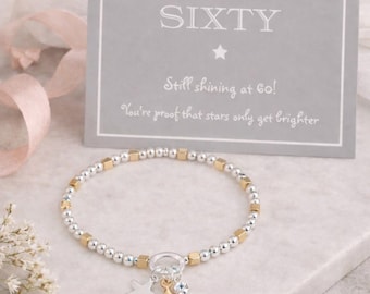 60th Birthday Star Charm Bracelet: Milestone Birthday Gift