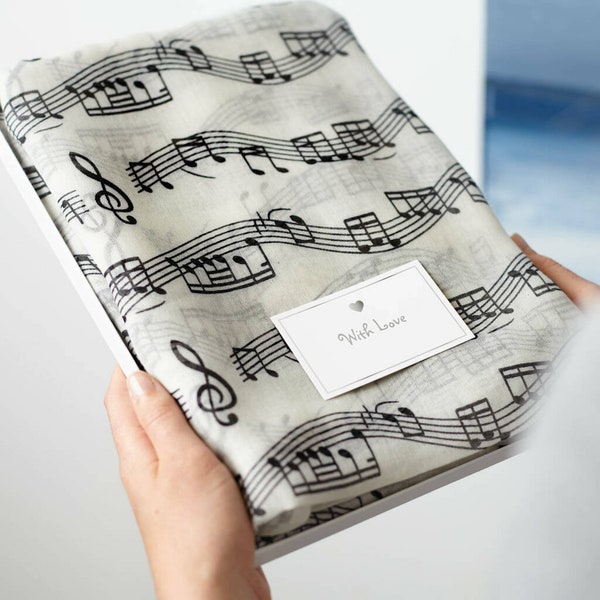 Music Print Scarf In Gift Box